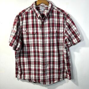 Carhartt Mens XL Short Sleeve Shirt Plaid Workwear Regular Fort